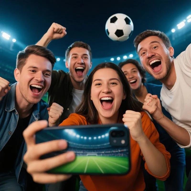 Fans checking scores